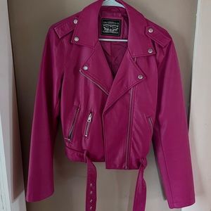 Pink Levi’s faux leather moto jacket. Never worn.
